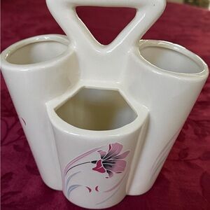 Elegant Cream and Pink Ceramic Vase